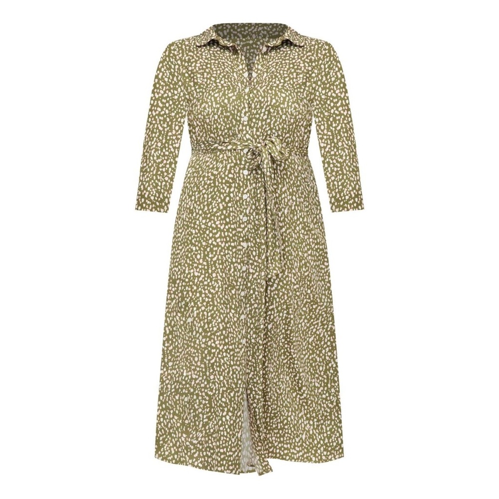 ELOQUII Elements GreenPink Dot Print
Belted Button-Down Maxi ShirtDress Size 18